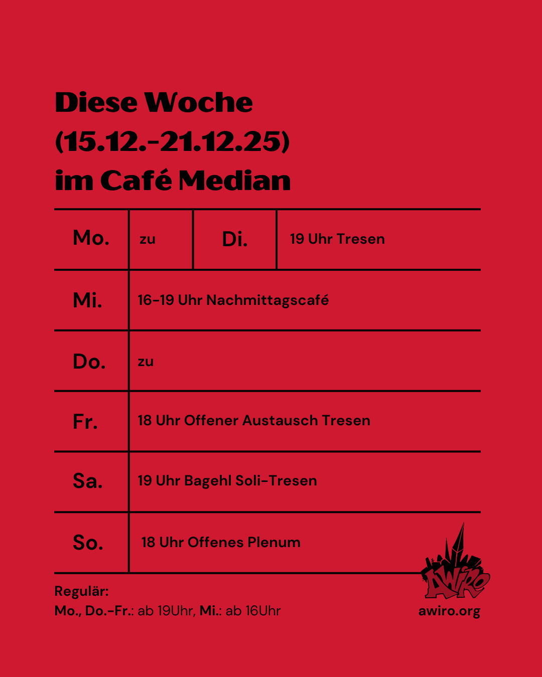 Awiro Wochenübersicht KW 51