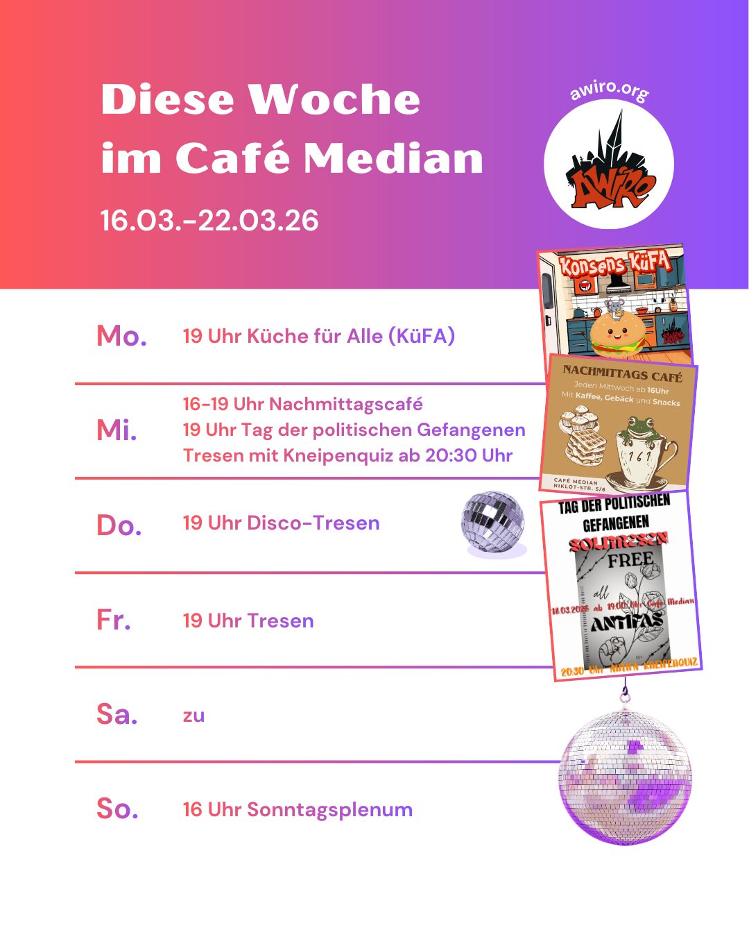 Awiro Wochenübersicht KW 12 2026